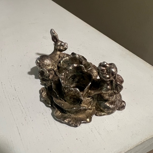 Vintage 1998 Arthur Court Rabbit Bunny Salt and Pepper Shaker Candle Holder - Picture 6 of 8